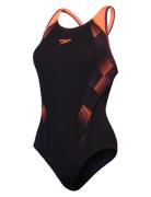 Womens Placement Laneback 1 Pc Sport Swimsuits Black Speedo