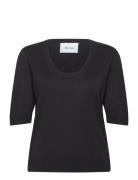 Pam Scoop Neck Knit T-Shirt Tops Knitwear Jumpers Black Minus