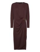 Buckle-Trim Stretch Jersey Dress Knælang Kjole Brown Lauren Women