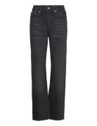 High Rise Straight Bottoms Jeans Straight-regular Black Calvin Klein J...