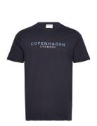 Copenhagen Print Tee S/S Tops T-Kortærmet Skjorte Navy Lindbergh