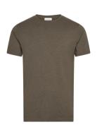 Basic Tee S/S In Melange Tops T-Kortærmet Skjorte Khaki Green Lindberg...