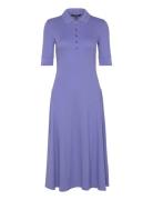 Cotton-Blend Polo Dress Knælang Kjole Blue Lauren Ralph Lauren