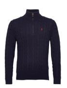 Cable-Knit Cotton Quarter-Zip Sweater Tops Knitwear Half Zip Jumpers N...