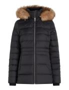 Tyra Down Jacket With Fur Foret Jakke Black Tommy Hilfiger