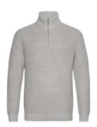 Stand-Up Collar Knit Tops Knitwear Half Zip Jumpers Grey Lindbergh