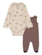 Set W. Rib Body & Romper Sets Sets With Body Beige Fixoni