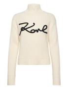 Soutache Signature Chunky Knit Tops Knitwear Turtleneck Cream Karl Lag...