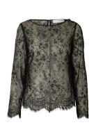 Slfdaphne Ls Lace Top Tops T-shirts & Tops Long-sleeved Black Selected...