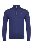 Merino John Zip Tops Knitwear Half Zip Jumpers Navy Morris