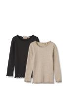 2 Rib T-Shirt L/S Reese Tops T-shirts Long-sleeved T-Skjorte Black Whe...