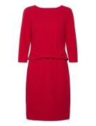 Scuba Crepe Dress Front Twist Knælang Kjole Red Calvin Klein