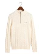 Cotton Cable Half Zip Tops Knitwear Half Zip Jumpers Cream GANT