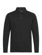 Textured Ls Polo Tops Polos Long-sleeved Black French Connection