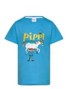 Pippi T-Shirt Tops T-Kortærmet Skjorte Blue Pippi Langstrømpe