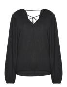 Stardom V-Neck Top Tops Blouses Long-sleeved Black Dante6