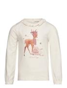 T-Shirt Ls Tops T-shirts Long-sleeved T-Skjorte Cream Minymo