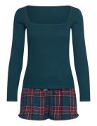 Pj Flannel Twill Check Short Pyjamas Nattøj Blue Hunkemöller
