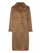 Faux-Fur & Faux-Suede Coat Outerwear Faux Fur Brown Lauren Ralph Laure...