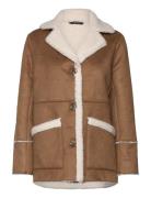 Faux-Shearling & Faux-Suede Coat Outerwear Faux Fur Brown Lauren Ralph...