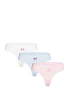 3-Pack Printed Rib Cotton Thongs G-streng Undertøj White Monki