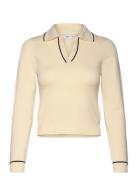 Polo-Neck Knitted Sweater Tops Knitwear Jumpers Beige Mango