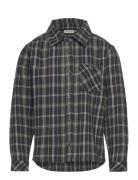 Shirt Ls Check Tops T-shirts Long-sleeved T-Skjorte Navy Minymo