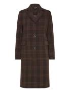 Plaid Wool-Blend Reefer Coat Uldfrakke Frakke Brown Lauren Ralph Laure...