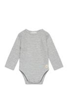 Striped Cotton Bodysuit Bodies Long-sleeved Grey Mango