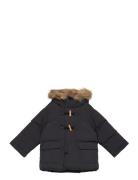 Quilted Coat With Fur-Effect Hood Outerwear Jackets & Coats Winter Jac...