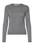 Fine-Knit Crew-Neck Sweater Tops Knitwear Jumpers Grey Mango