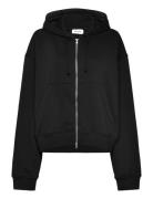 Boxy Zip Hoodie Tops Sweatshirts & Hoodies Hoodies Black Weekday