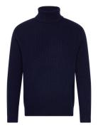 Eddie Wool Rib Rollneck Knit Tops Knitwear Turtlenecks Navy Les Deux