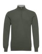 Man Half Zip Designers Knitwear Half Zip Jumpers Khaki Green Davida Ca...