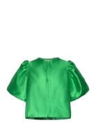 Cleo Pouf Sleeve Blouse Designers Blouses Short-sleeved Green Malina