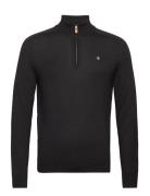 Merino John Zip Designers Knitwear Half Zip Jumpers Black Morris