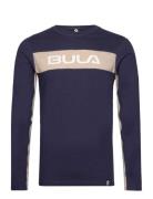 Retro Merino Wool Crew Sport Base Layer Tops Navy Bula