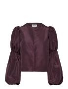 Zoey Double Pouf Sleeve Blouse Designers Blouses Long-sleeved Burgundy...