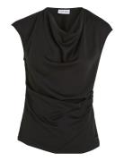 Recycled Cdc Draped Top Designers Blouses Short-sleeved Black Calvin K...