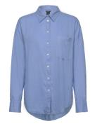 Shirt Magda Linen Blend Tops Shirts Linen Shirts Blue Lindex