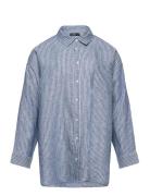 Relaxed Fit Pinstripe Linen Shirt Tops Shirts Linen Shirts Blue Lauren...