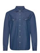 Style Duver Tops Shirts Denim Shirts Blue MUSTANG