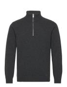 M. Lambswool Half Zip Turtle Designers Knitwear Half Zip Jumpers Grey ...