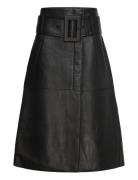 Bonded Leather Skirt Skirts Knee-length & Midi Skirts Black REMAIN Bir...