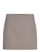 Houndstooth Miniskirt Skirts Short Skirts Brown Mango