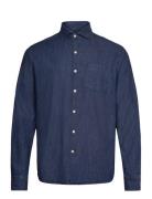 Reg Fit Wide Spread C Dark Indigo Tops Shirts Denim Shirts Blue Oscar ...