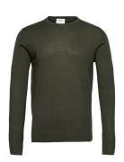 Merino Knit O-Neck Tops Knitwear Round Necks Green Lindbergh