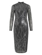 Vigigi Highneck Sequin L/S Midi Dress/Dc Knælang Kjole Black Vila