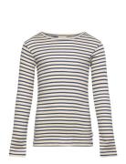 T-Shirt L/S Modal Striped Tops T-shirts Long-sleeved T-Skjorte Beige P...