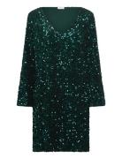 Vifaith V-Neck L/S Sequin Dress/Vol Kort Kjole Green Vila